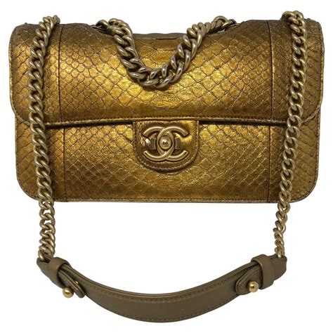 chanel gold python flap bag|Flap Bags .